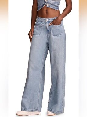 Lucky Brand Liquid Denim Luxe Palazzo Light Blue Wide-Leg Jeans